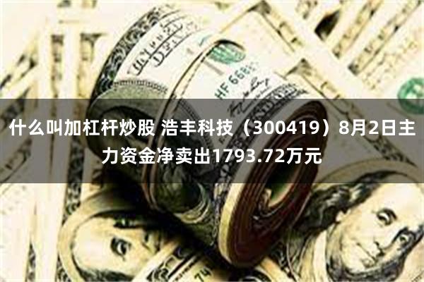 什么叫加杠杆炒股 浩丰科技（300419）8月2日主力资金净卖出1793.72万元