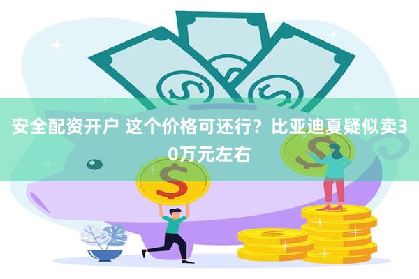 安全配资开户 这个价格可还行？比亚迪夏疑似卖30万元左右