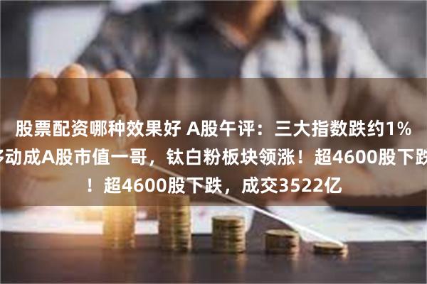 股票配资哪种效果好 A股午评：三大指数跌约1%，工行超中国移动成A股市值一哥，钛白粉板块领涨！超4600股下跌，成交3522亿